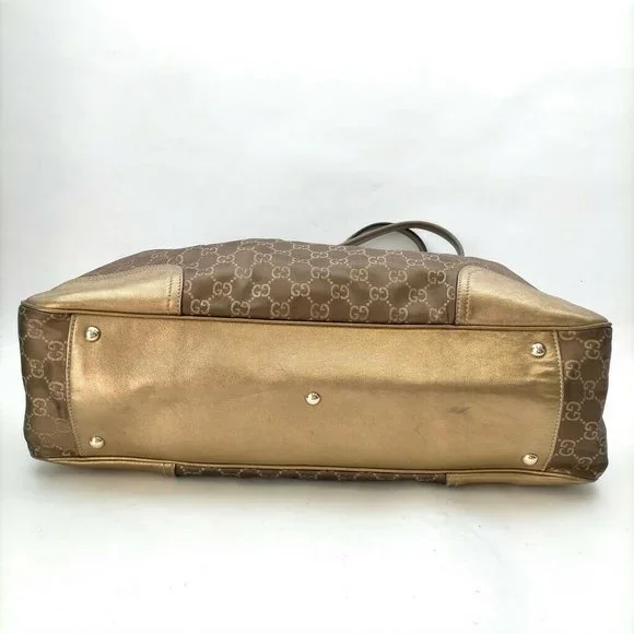 Gucci Tote Bag GG Canvas Light Brown Silk Satin - Picture 15 of 16